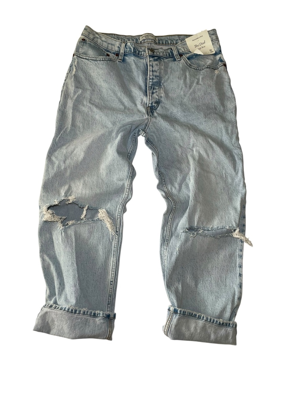 Abercrombie & Fitch The Dad Jeans NWT High Rise Distressed Size 32/14S